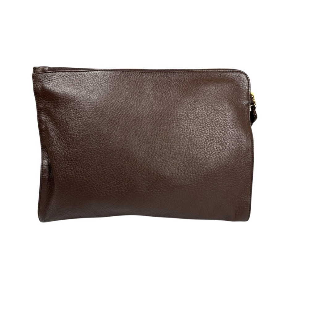 Authentic Bottega Veneta Pebbled Brown Leather Zip Pouch, Clutch - Picture 3 of 14